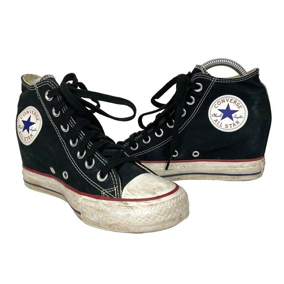 Converse Chuck Taylor All-Star -Women's Sz 7 -Lux Wedge -Black High Tops 547198F - Picture 1 of 12